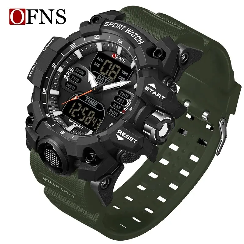 Reloj MDUG para hombre, doble pantalla digital, despertador, resistente al agua, cronógrafo.