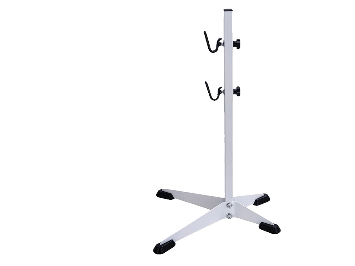 Soporte para bicicleta, base antideslizante, altura ajustable, blanco