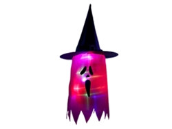 Halloween Enfeite Chapéu De Bruxa Com Luzes Led Pendurado Para Árvore Varanda Jardim Exterior