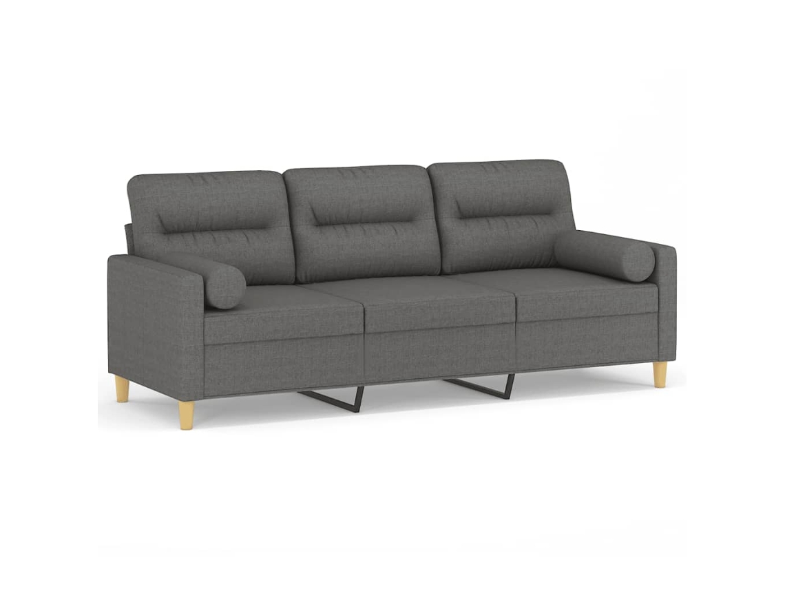 Maison Exclusive - Sofá De 3 Plazas Con Cojines Tela Gris Oscuro 180 Cm