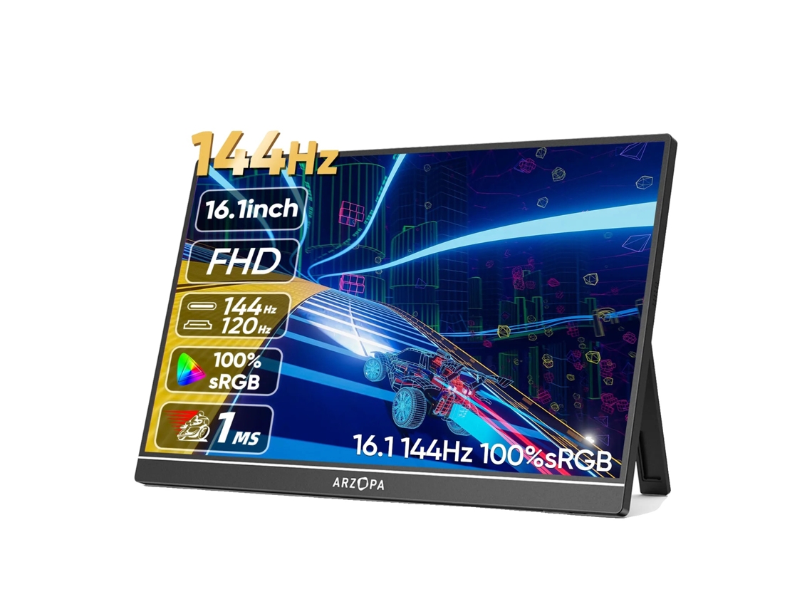 Monitor portátil para juegos, frecuencia de actualización de 144 Hz, resolución de 1920 x 1080, 16,1" Z1fc de 144 Hz