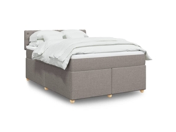 Cama Box Spring Con Colchón Tela Gris Taupe 140x200 Cm