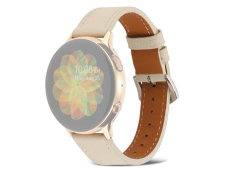 Correa de piel auténtica 20mm hebilla ardillón para Huawei Watch GT 3 Pro 43mm/Samsung Galaxy Watch4 Classic 42mm/46mm - albaricoque