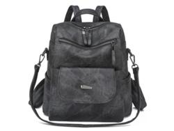 Mochila exclusiva para mujer en piel sintética, un bolso de hombro que combina estilo y funcionalidad, ideal para diversas ocasiones. Color negro.