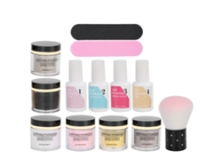 Kit De Pó Para Imersão De Unhas Com Esmalte Base E Top, Pincéis E Ferramentas De Manicure K1215