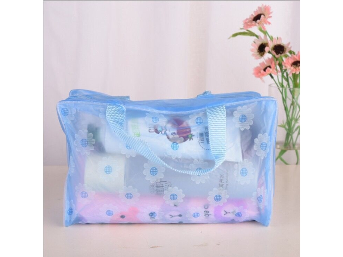 Bolsa de maquillaje impermeable de PVC sin aceite de gran capacidad, color azul Eifson