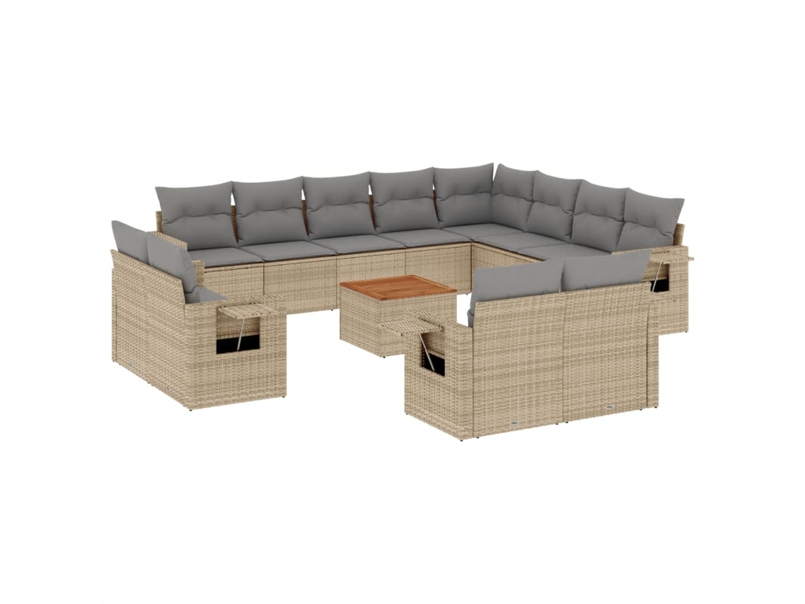 Conjunto 13 sofás de jardín con cojines VIDAXL ratán sintético beige
