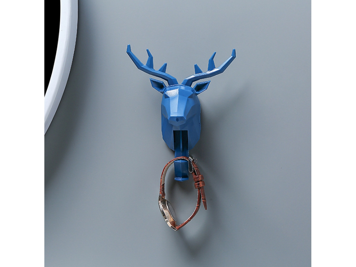 Elegante Gancho De Resina Azul Con Forma De Cabeza De Ciervo, Ideal Para Joyería, Llaves, Bufandas, Bolsos, Batas Y Ropa.