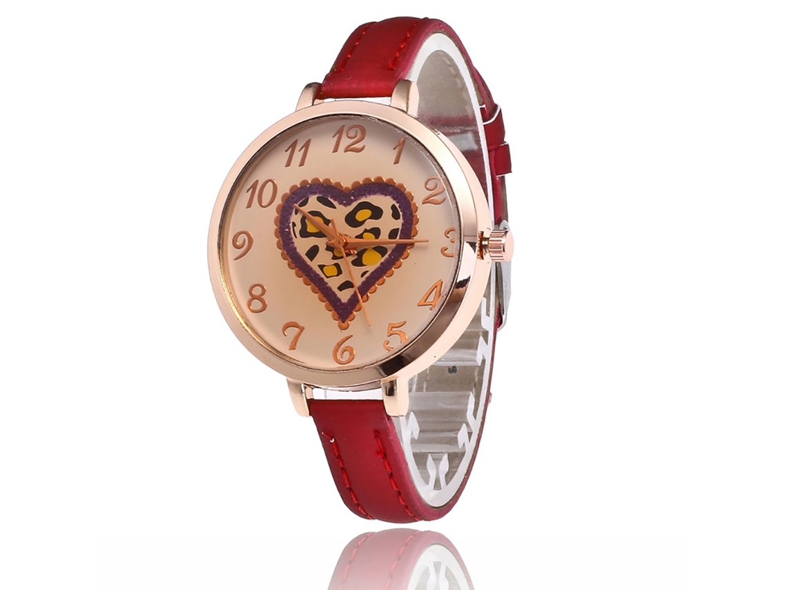 Reloj De Pulsera Analógico De Cuarzo Zhoulianfa Para Estudiantes Femeninas Con Correa Roja Fina.