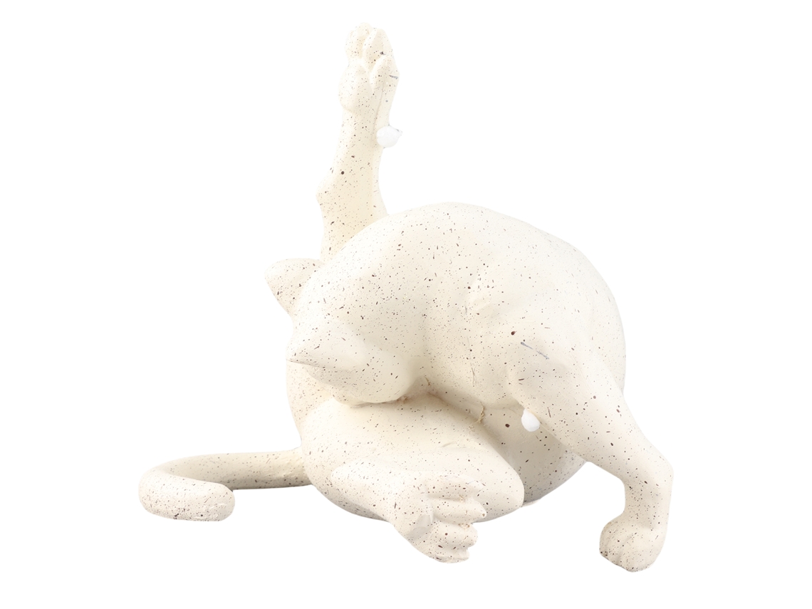 Figura de gato Baok en resina, gatito elegante lamiéndose el trasero, linda estatua de animal para el hogar y la oficina.