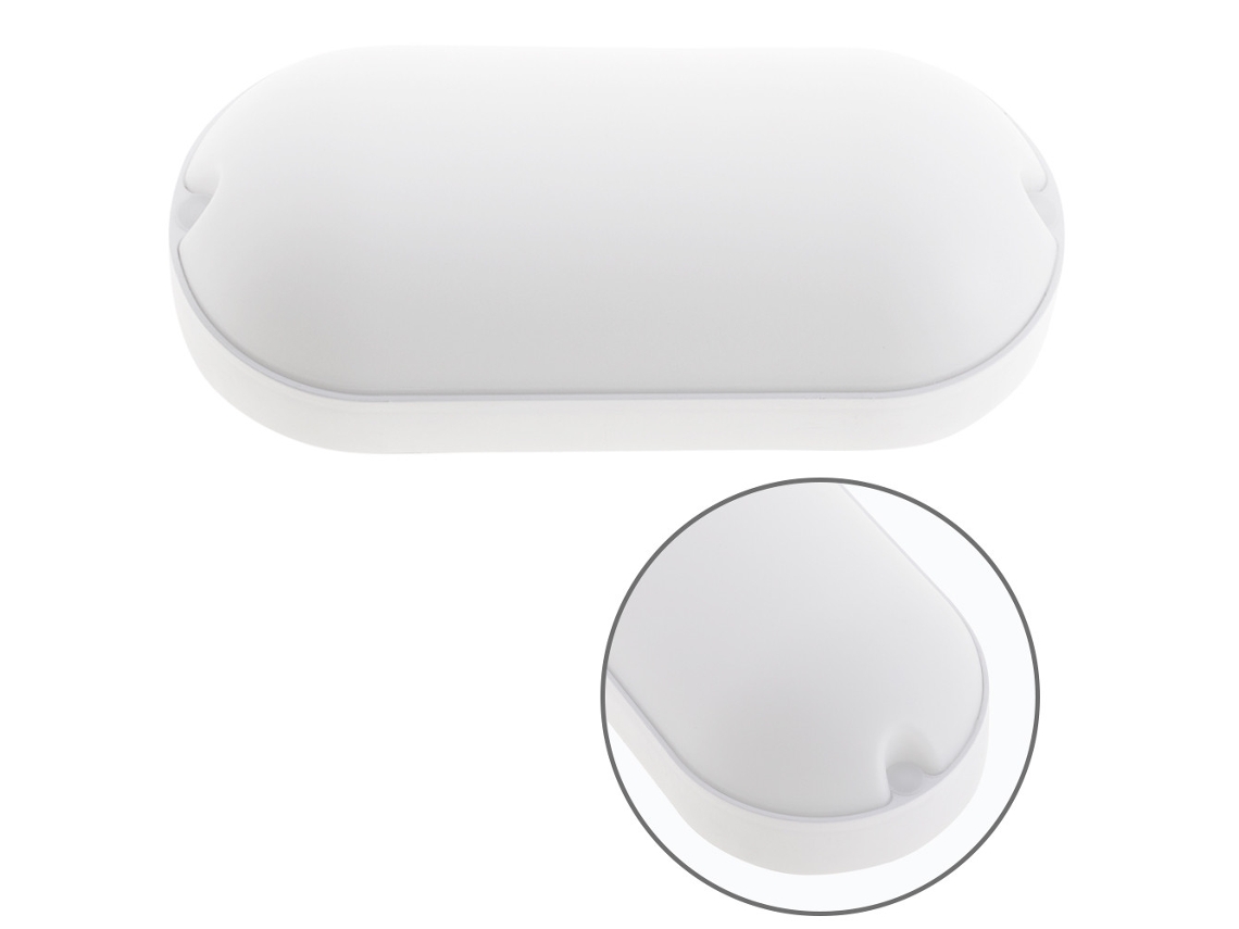Aplique Surf Ecovision Oval IP65 1X18W LED 1800Lm 6400K 120C.10 1Xl.5 7Xa.20 8Cm Polipropileno Blanco FERRIMEX