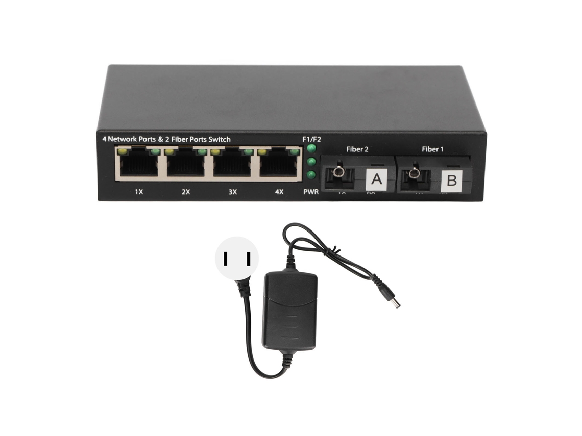Conmutador De Ethernet Gigabit De Conversión Optoelectrónica 6 Puertos 10/100/1000mbps 20km
