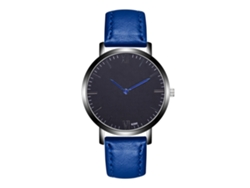 Reloj De Pulsera Unisex Sencillo De Cuarzo Con Correa Moderna De Piel Sintética Azul.