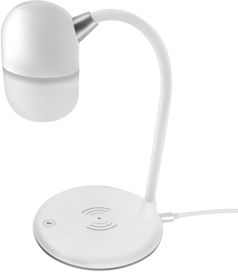 Lámpara Altavoz Bluetooth y Cargador MOXIE Blanco para Cualquier dispositivo con función Bluetooth y / o Qi