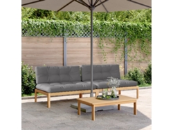 Sofás de palets de jardín de dos piezas con cojines de acacia maciza DKD Home Decor