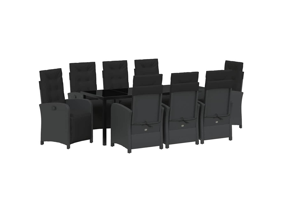 Maison Exclusive - Conjunto De Comedor De Jardín 9 Pcs Negro Ratán Sintético