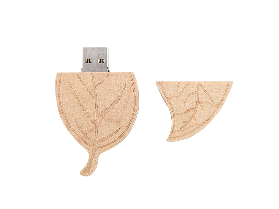 Memoria Usb 2.0 Wooden Leaf De 8g, Lápiz De Memoria U Disk Para Pc