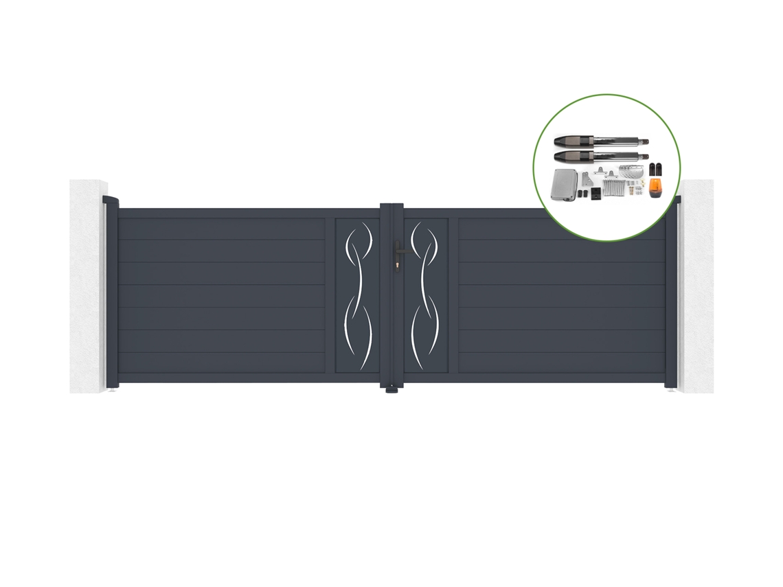 Portón abatible 4m LIFE H.120cm aluminio motorización TANKER B700 CASANOOV
