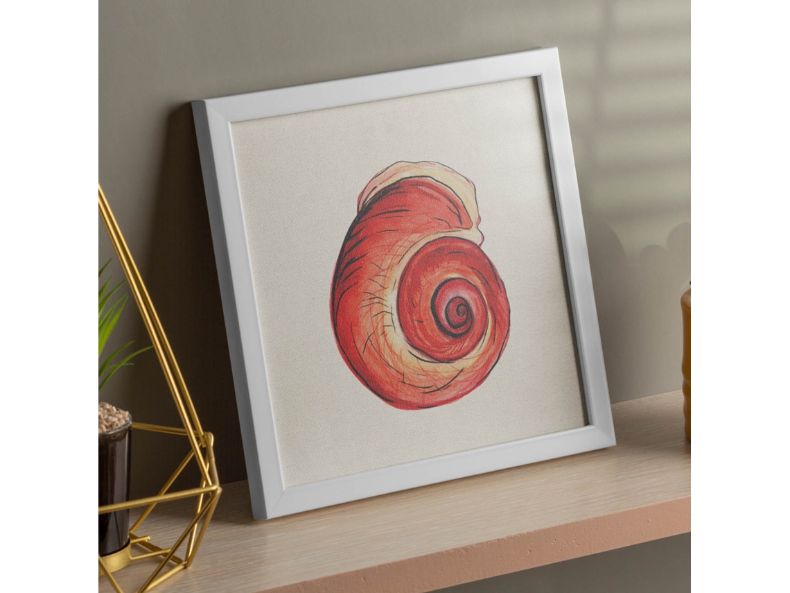 Póster NACNIC Cuadrado con Dibujos do Mar. Concha Rojiza, Ilustrada con Dibujos do Mar y El Océano.