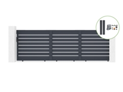 Pack Puerta corredera CASANOOV Vogel - Gris - Aluminio - 500 cm x 160 cm + 2 postes gris + motor TANKER C600