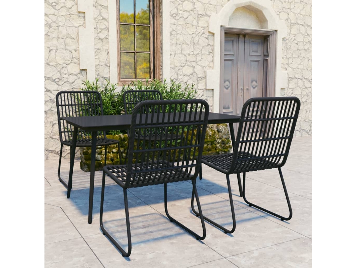 Juego de comedor para exteriores de mimbre, polietileno y vidrio, DKD Home Decor