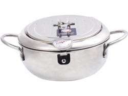 Sartén honda con termómetro y escurridor de aceite, sartén de acero inoxidable compatible con Gokoco.
