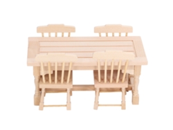 Mali conjunto Mesa e Cadeiras Mini Móveis de Madeira 1:12 para Casinha de Bonecas 3+