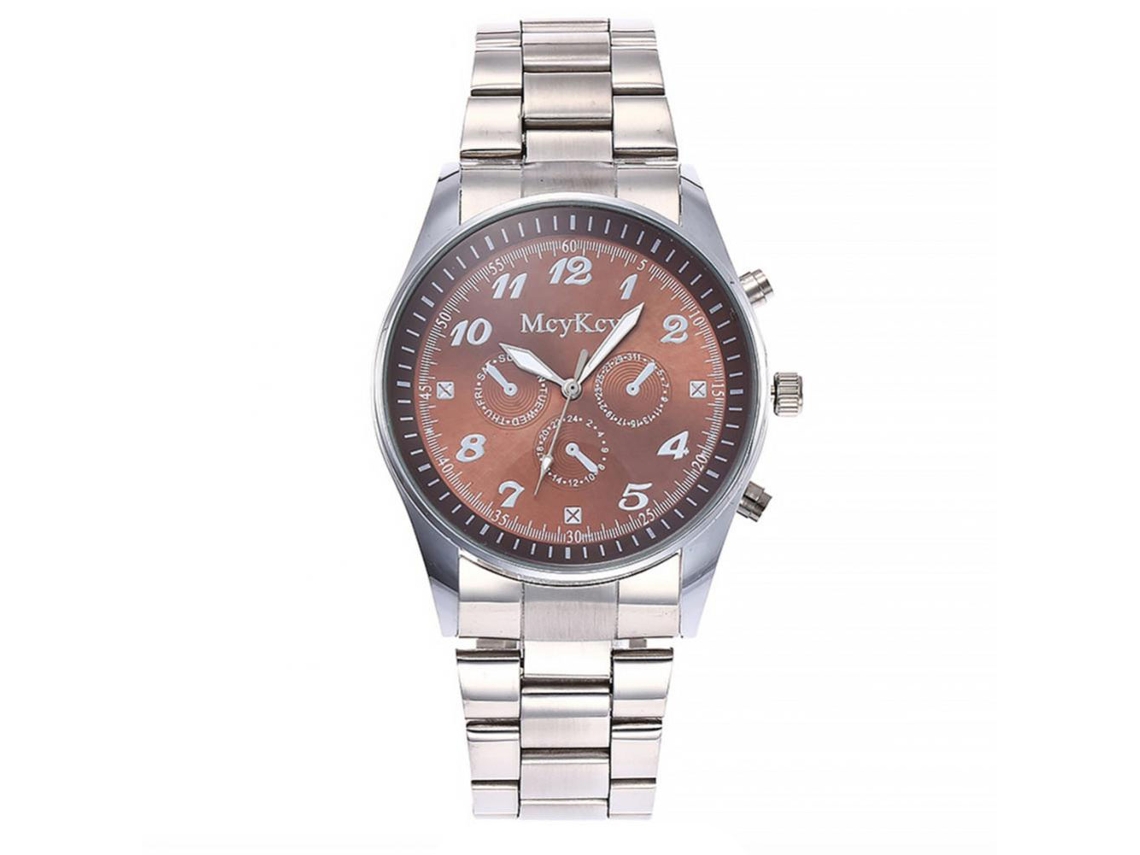 Reloj De Pulsera Para Hombre De Aleación Con Dial Redondo Analógico De Cuarzo Casual (marrón)