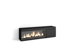 Mueble TV, Televisión, 160, Para TV hasta 65, Chimenea eléctrica XXL, Negro SKRAUT HOME