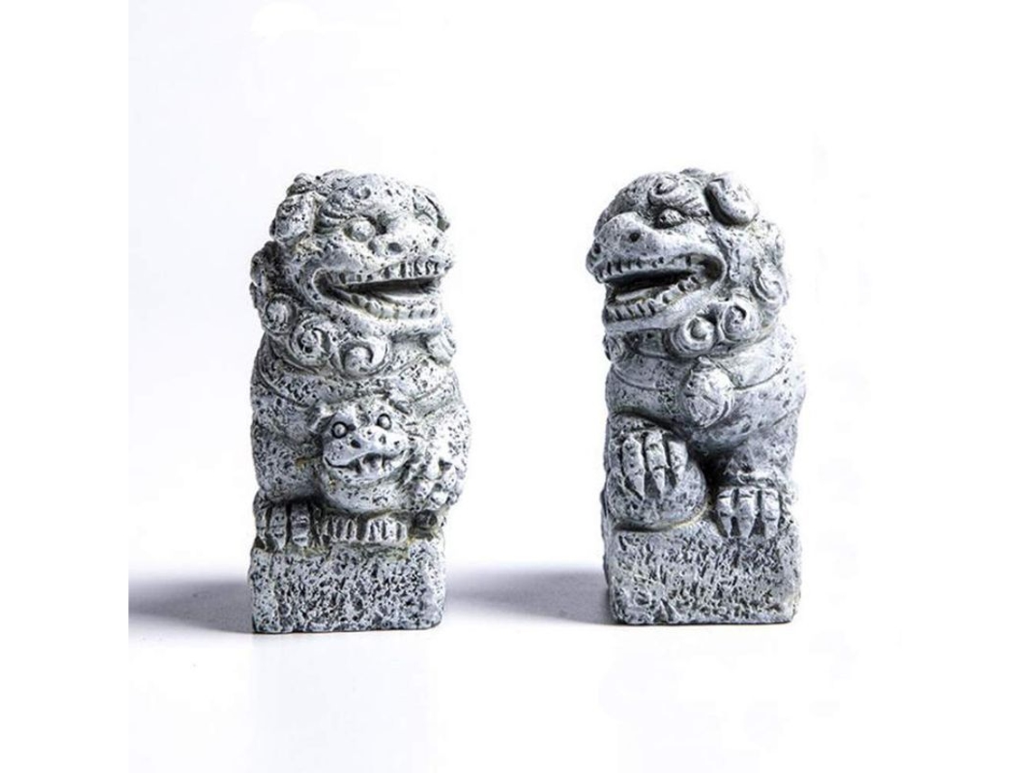2026-decoración De Acuario Jardín Asiático Mini Estatua De Feng Shui Perro (par/pequeña)