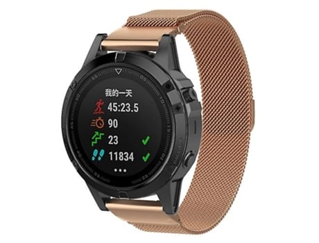 Correa De Reloj Inteligente Para Garmin Fenix 7S Correa De Reloj Milanesa En Oro Rosa VENISYMLIS