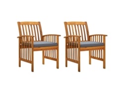 Sillas de comedor de jardín de dos piezas DKD Home Decor con cojines de acacia maciza