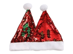 Gorros De Papá Noel Con Lentejuelas De Doble Cara - Decoración Navideña Brillante Para Adultos Y Niños - 2 Unidades