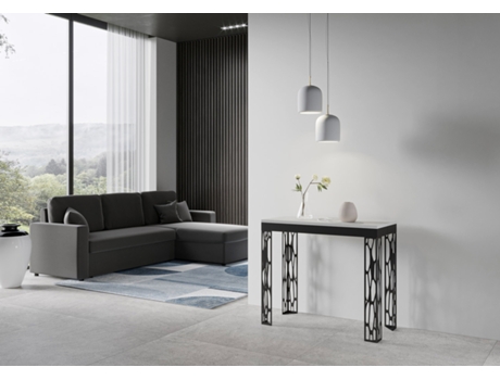 Consolas Ghibli Evolution Small Extensible hasta 196 cm ITAMOBY (90 x 40 x 77 cm - Paneles de Melamina - Fresno Blanco)