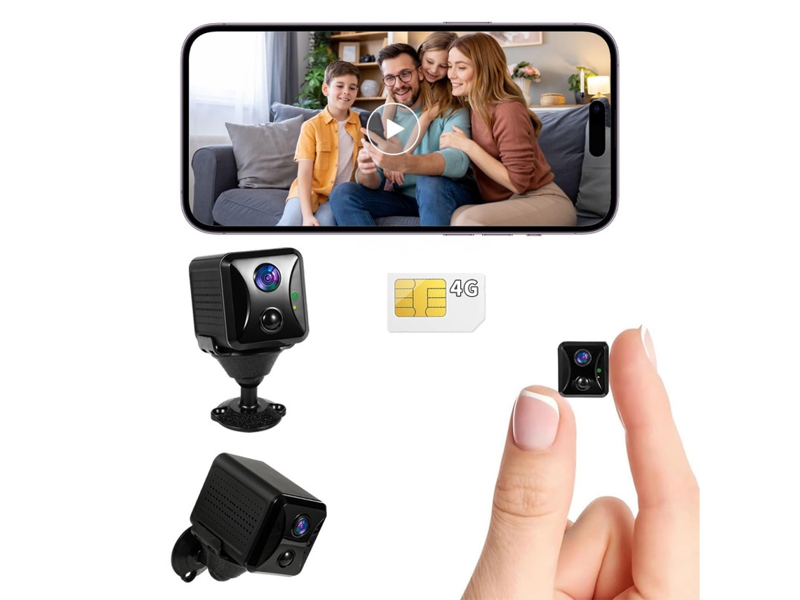 Cámara Oculta Compatible Con Tarjeta Sim 4g, 4k Hd, Ángulo De Visión Amplio De 160° Negro