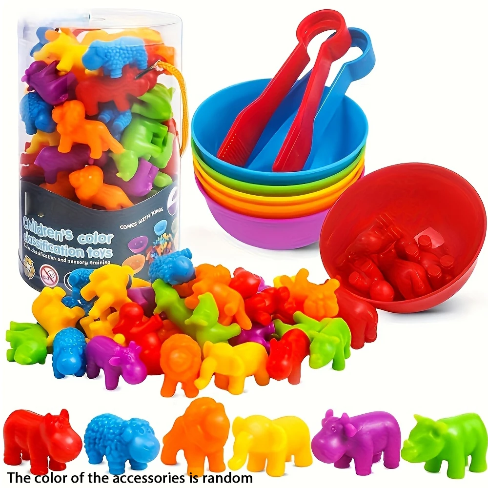 Juguetes Para Contar Animales, Juegos De Emparejar Con Recipientes Para Clasificar.
