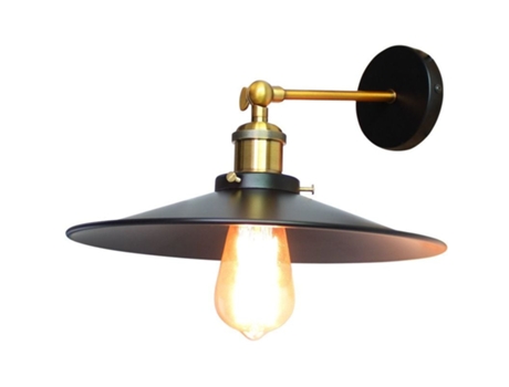 Lámpara de Pared - Modelo Disco de un Solo Cabezal 26CM (Color Negro) - Estándar E27 (Sin Fuente de Luz) (Base 10cm)