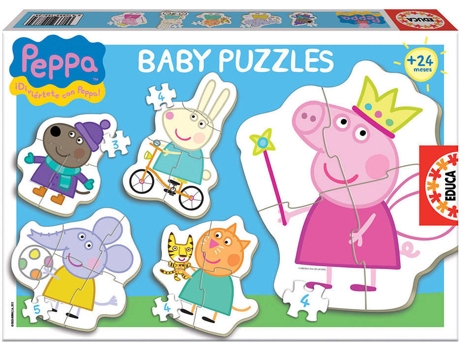 Puzzle EDUCA 5 Baby Puzzles Peppa (Edad Mínima: 2 Años - 3-5 Piezas)