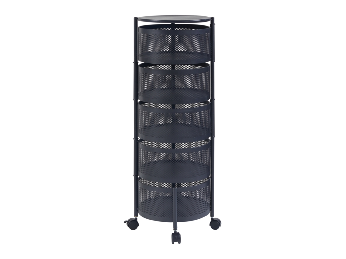 Carrito de cocina Steigen con 5 cestas redondas acero 90xØ33cm - Negro [EN.CASA]