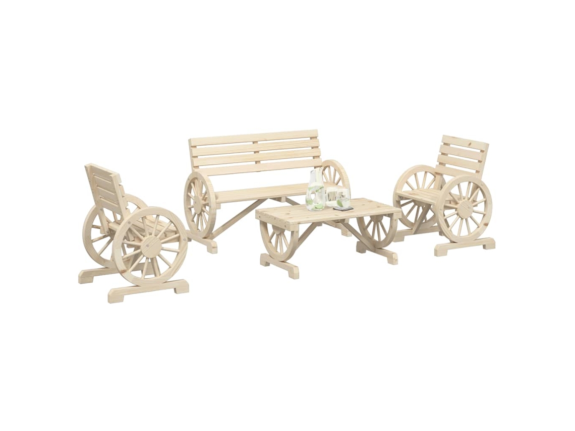 Conjunto de muebles de jardín de madera maciza de abeto Dkd Home Decor