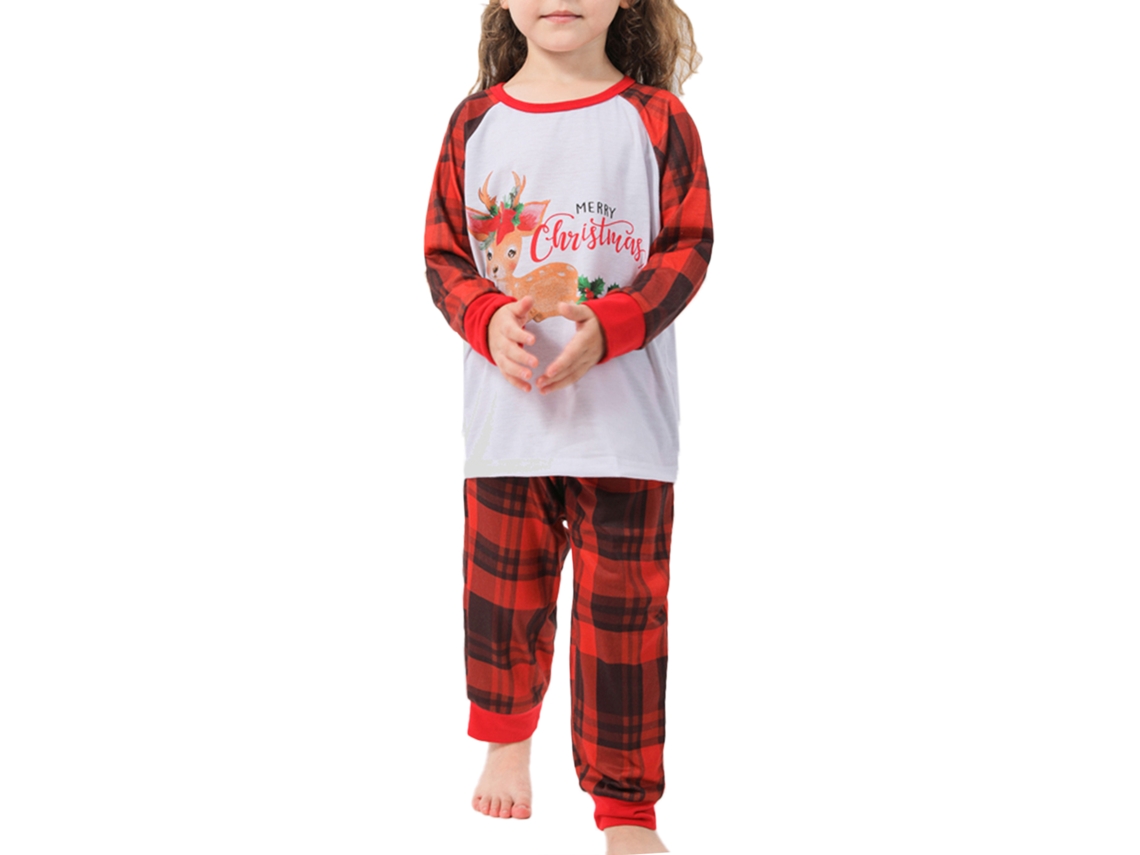 2026altiro-pijamas Navideños Familiares Con Estampado De Cuadros, Manga Corta, Cintura Elástica, Conjunto Niña 4-5a