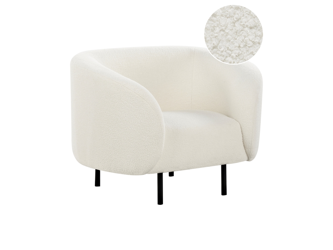 Sillón BELIANI Loen de Bouclé Blanco 105x70x79