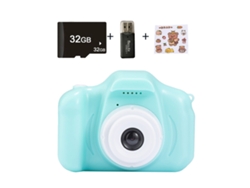 Cámara digital 1080p para niños con pantalla a color de 2 pulgadas y ranura para tarjeta Micro-SD - Tarjeta SD de 32 GB incluida (verde)
