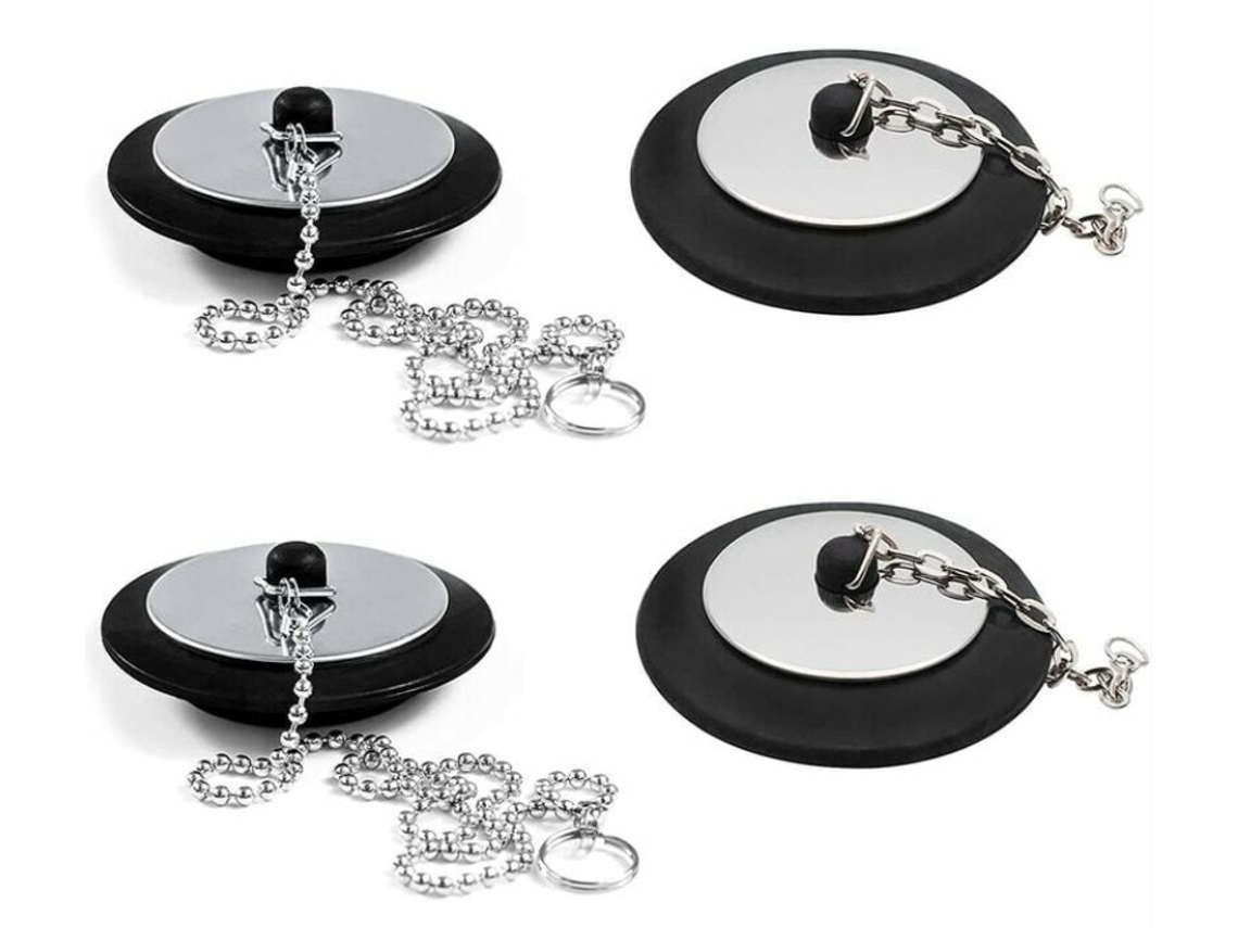 Cubierta de drenaje de goma con cadena para fregadero, paquete de 4, accesorios de baño, lavabos, bañeras y duchas Jortmrd