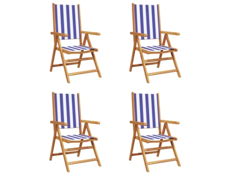 Conjunto 4 Silla De Jardín VIDAXL Azul Madera