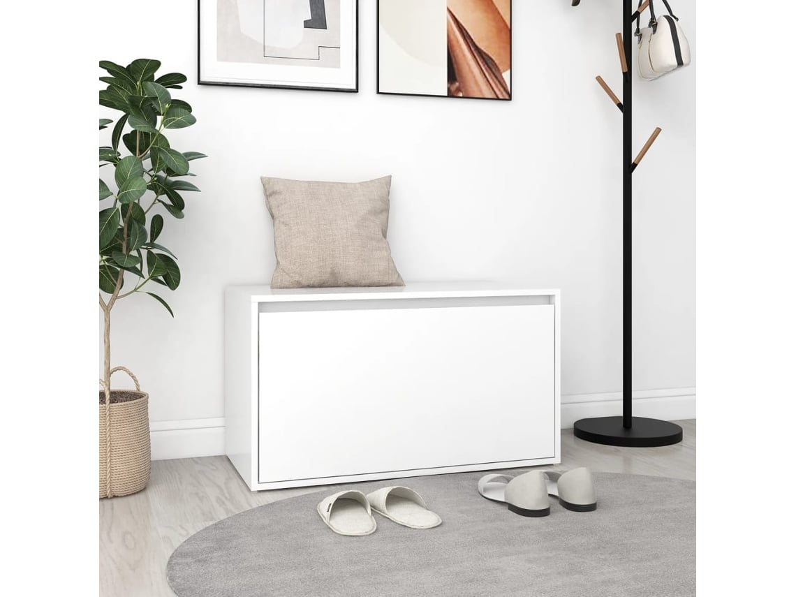 Banco de recibidor 80x40x45 cm, derivados de madera, blanco, DKD HOME DECOR