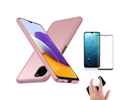 Carcasa + Protector + Soporte + Popsocket Samsung A22 5G Turtleshell Rosa
