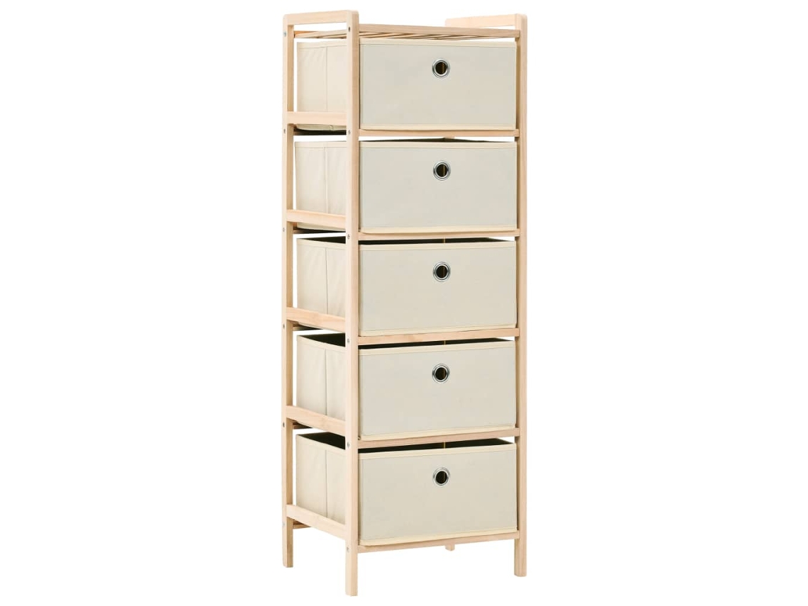 Maison Exclusive - Estantes Con 5 Cestas De Tela 2 Unidades Madera De Cedro Beige