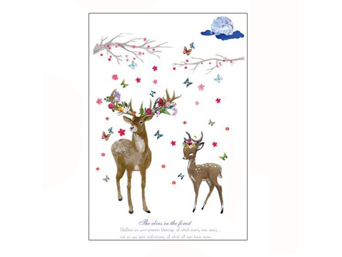 2026-pegatinas De Pared Con Ciervo Y Rama Floral Para Dormitorio Y Sala De Estar Decoración Moderna Y Novedosa