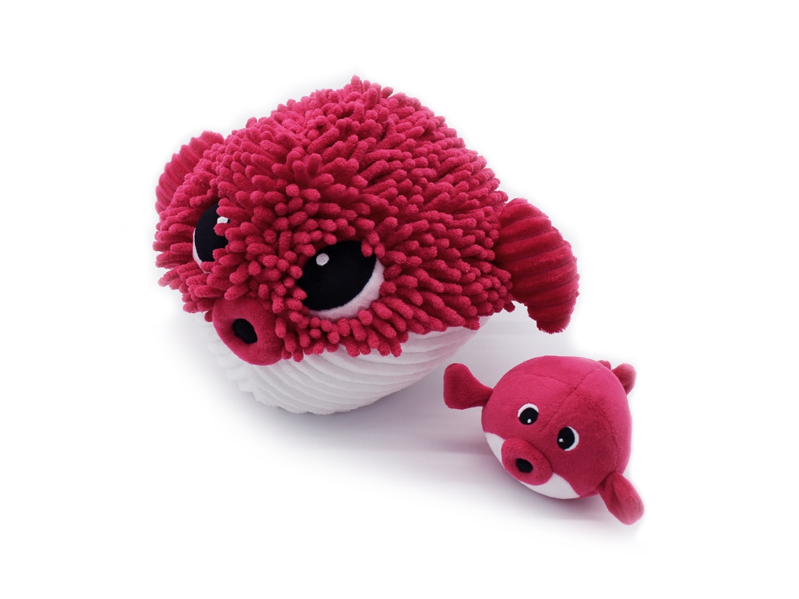 Plush Ptipotos Blowfish mom and baby red LES DÉGLINGOS (12 meses)
